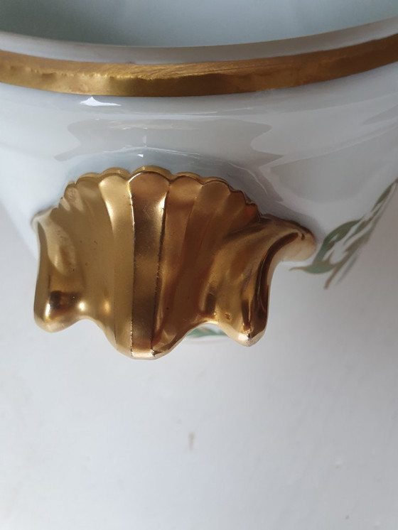 Image 1 of Cache-pot/rafraîchisseur à vin en porcelaine de Limoges, peint à la main - circa 1920-1950