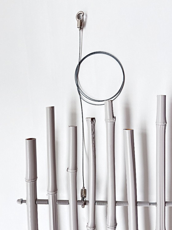 Image 1 of BAMBOE kamerscherm, kamerscherm, rotan, grijs geverfd, set van 3