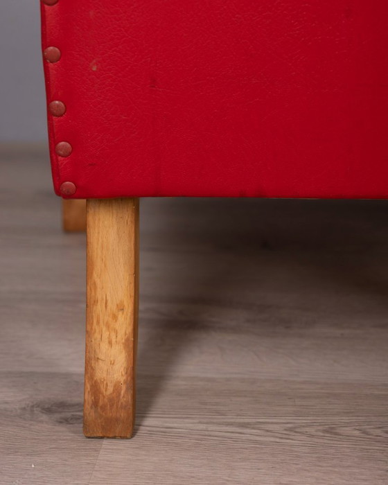 Image 1 of Coppia di poltrone vintage anni '50 in pelle rossa, design italiano.