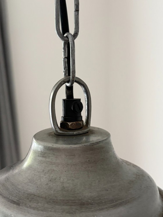 Vintage pendant lamp, metal, silver-grey (photo 10 of 10)