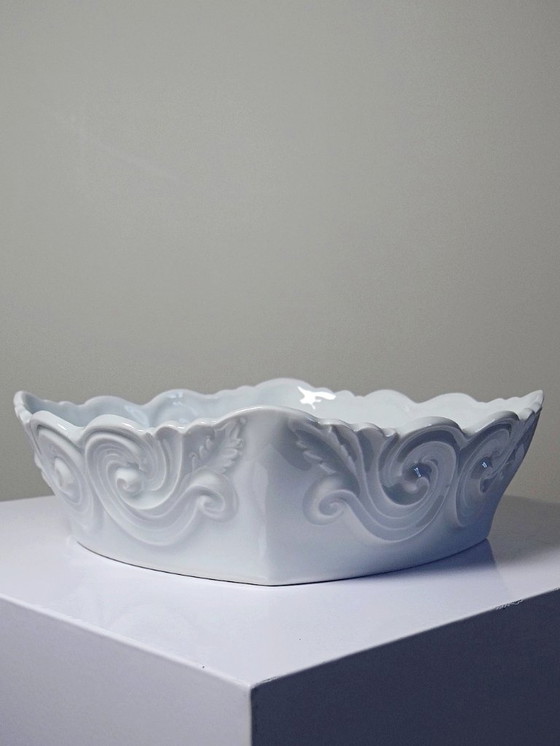 Image 1 of Vintage Limoges celadon porcelain square bowl/salad bowl from the 1950s-1970s