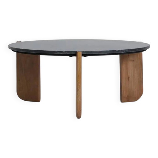 Couchtisch aus schwarzem Marmor und Mangoholz