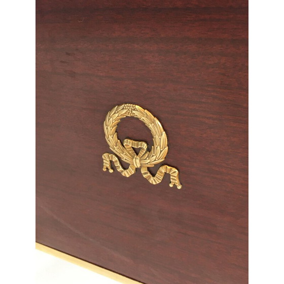 Image 1 of Vintage brass and neoclassical mahogany magazine rack for the Jansen house, 1940