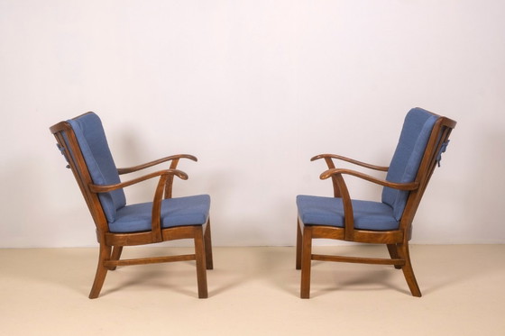 Image 1 of Loungestoelen uit de jaren 40 van Tyge Hvass, model 1628 voor Fritz Hansen, Denemarken