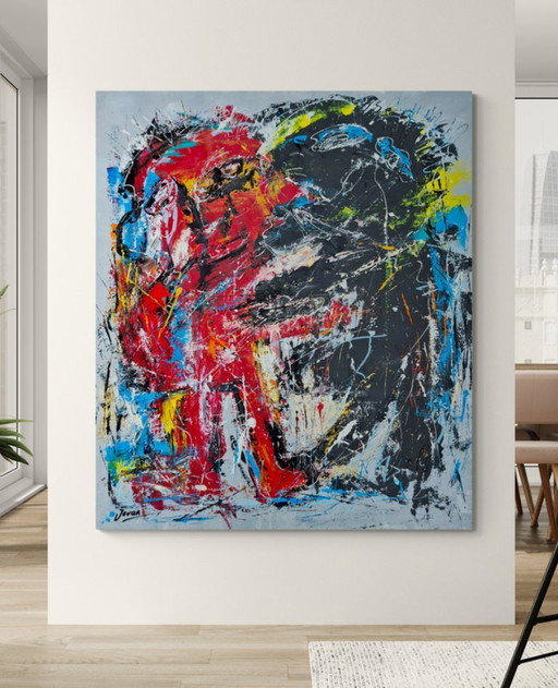 Freundschaft zweier Wesen - XXL – schilderijen tekeningen, Canvas