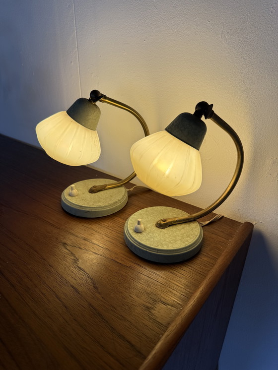 Image 1 of Set van 2 vintage Art Deco tafellampjes ‘60