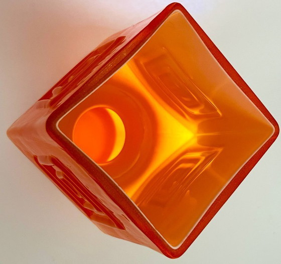 Image 1 of Retro Fans - Vaas - Jaren 60 - Fel Oranje -Fåglavik Glasbruk -Zweden