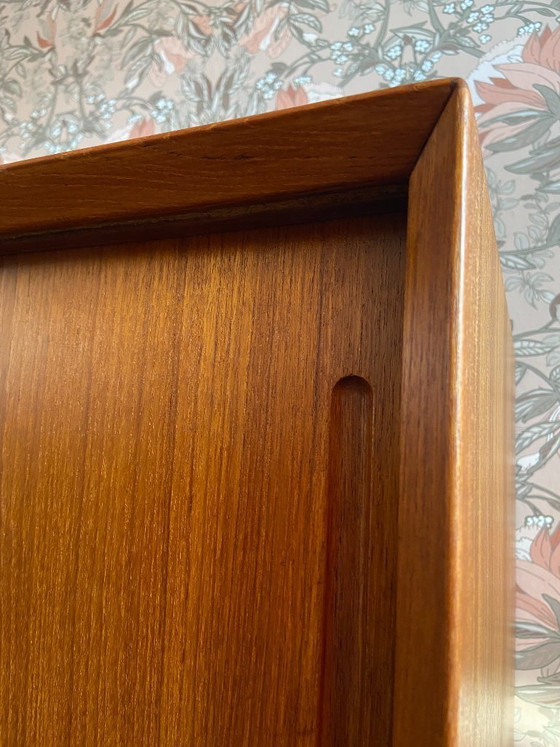 Image 1 of Compact vintage Danish sideboard with sliding doors by Chr. Linneberg