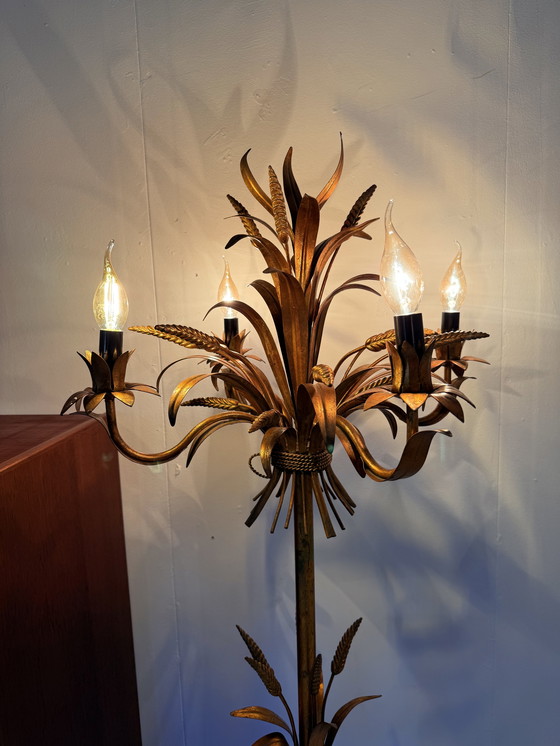 Image 1 of Vintage gilded sheaf of wheat floor lamp, Hans Kögl '70