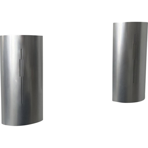 Pair of vintage aluminum wall lamp by Roland Jamois, France 1970
