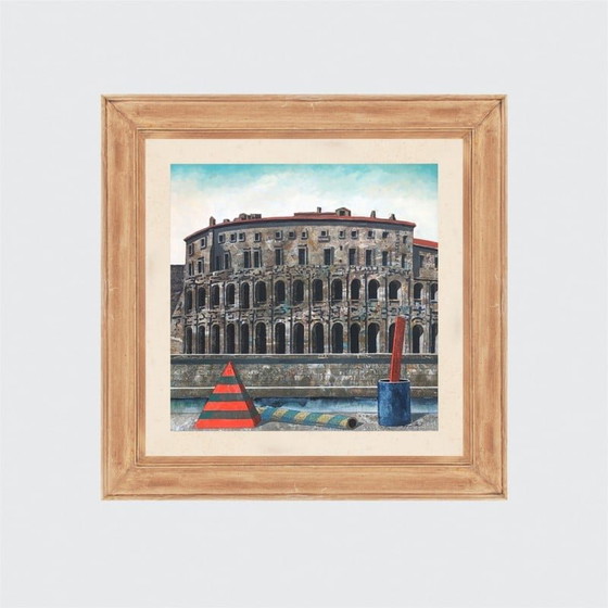 Image 1 of Acrylique vintage sur toile « Le Théâtre de Marcellus » de Tonino Caputo