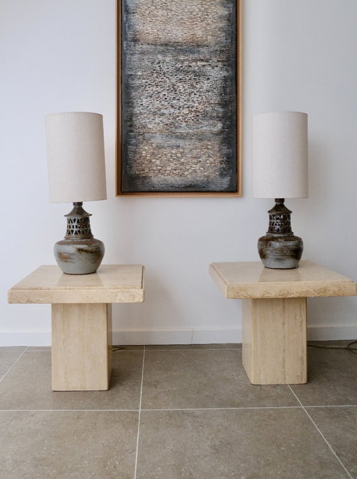 Lampes en céramique ajourée signées