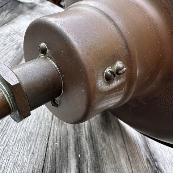Image 1 of Industrial machine lamp with enamel shade (ca. 1930-1950)