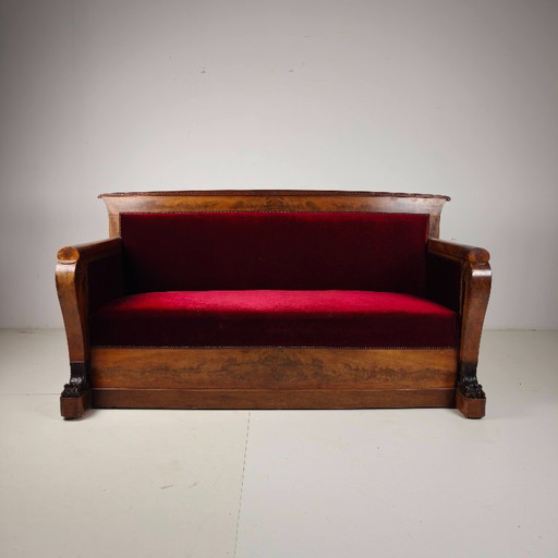 Empire-Sofa aus rotem Walnussholz, frühes 19. Jahrhundert – bankstel, Wood