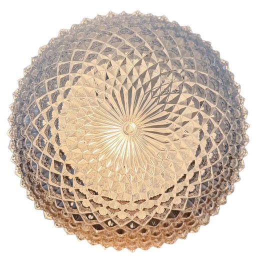 Vintage glazen wand- of plafondlamp uit de jaren 70. – wandlampen, Glass, Metal (photo 2 of 15)