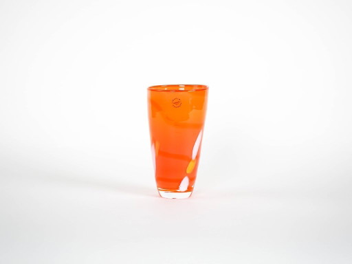 Orange glass vase, Danish design, 1960s, manufactured by Søholm
