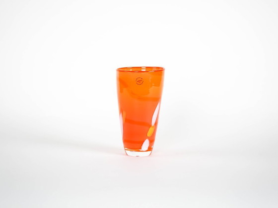 Image 1 of Orange glass vase, Danish design, 1960s, manufactured by Søholm