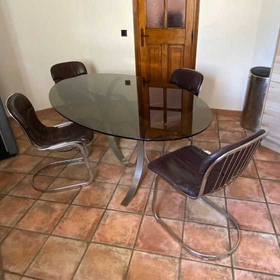 Tavolo ROCHE BOBOIS. 1970. Space age. 190x110, Tavoli da pranzo, Vetro, Argentato (foto 5 di 8)