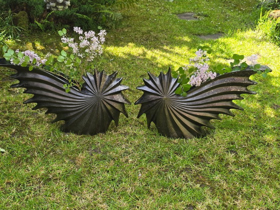 Image 1 of Set Of 2 Large Aluminum Vases, Falling Star