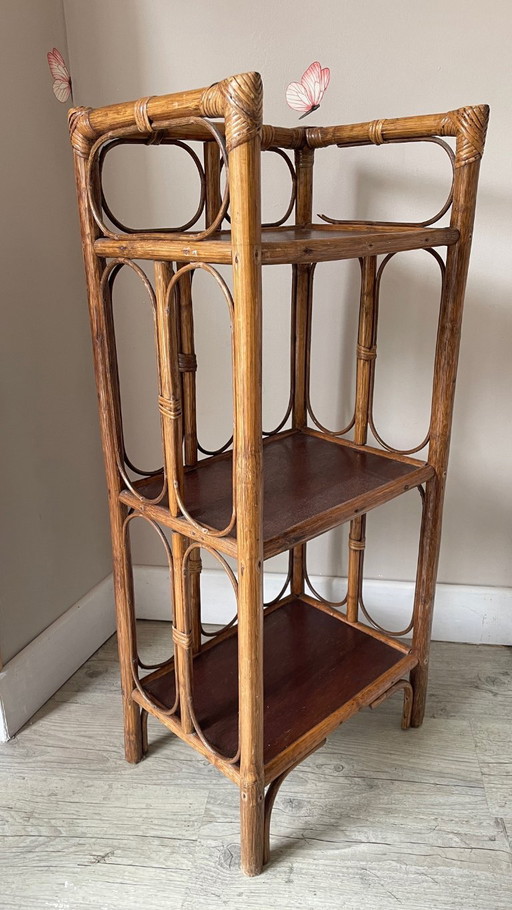 Étagère bibliothèque rotin vintage – boekenkasten, Wood