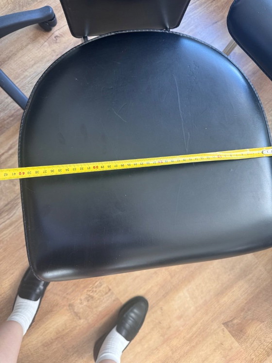 Image 1 of Dining Chairs in Black Leather by Giancarlo Vegni for Fasem, Italy, 1980s, Set of 4