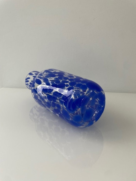 Image 1 of Mouth-blown designer carafe/vase sapphire blue – unique