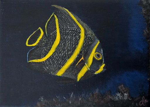 Handmade acrylic painting underwater world