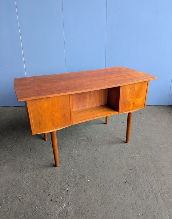 Scrivanie danese vintage in teak autoportante, anni '60, Legno, Marrone (foto 14 di 15)