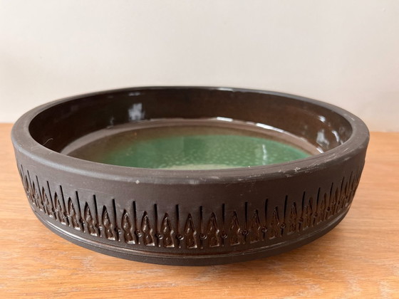 Image 1 of Grand bol vert vintage par Ulla Winblad