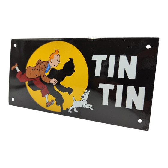 Image 1 of Plaque émaillée Tintin et Milou