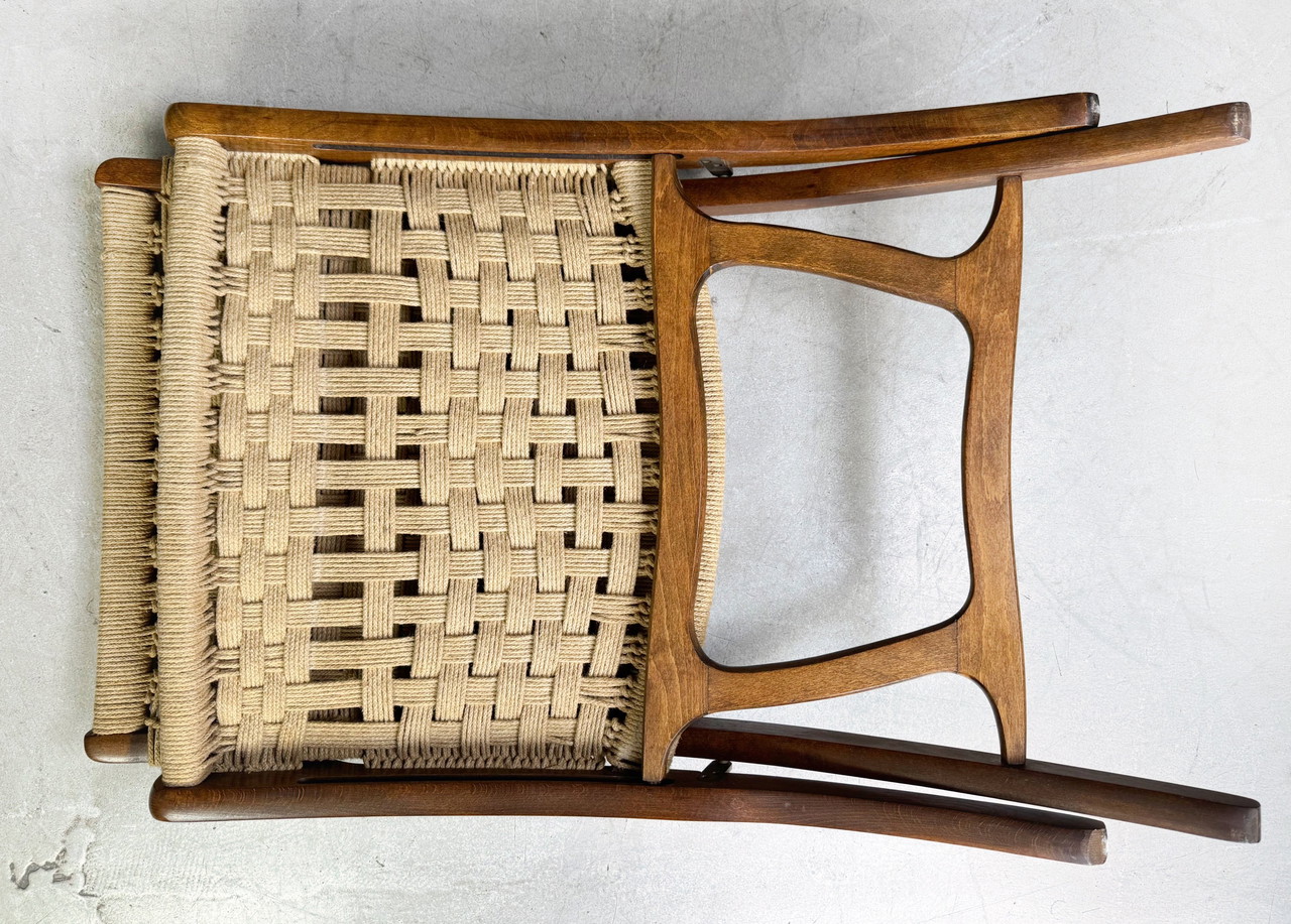 Midcentury folding chair Similar Hans Wegner teak rope 1960