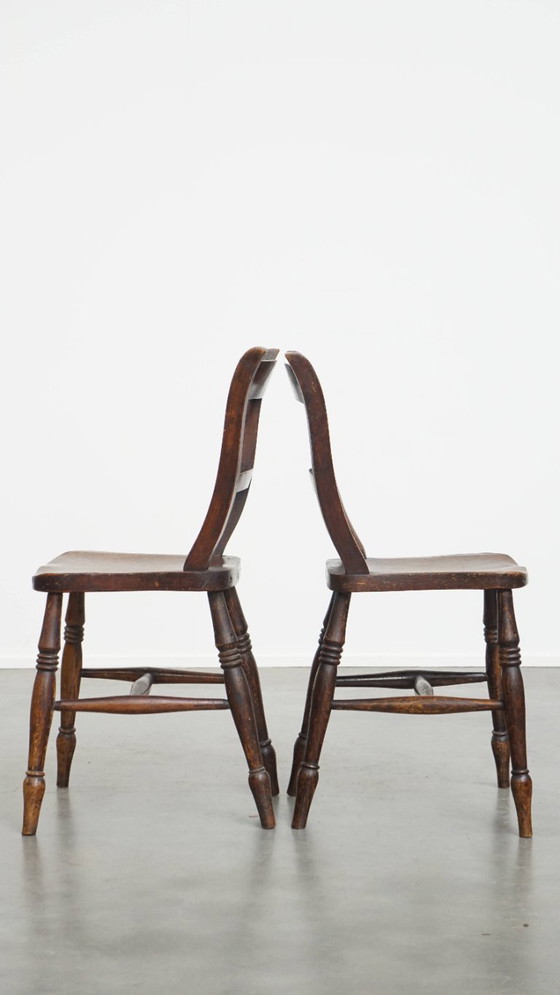 Image 1 of 8 x Antique English Oxford dining/kitchen chair