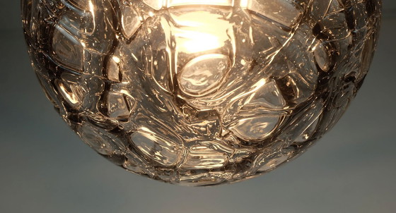 Image 1 of no. 2 de 2 - élégante lampe suspendue mid century doria-leuchten verre et métal gris clair et fumé années 60 70 suspension