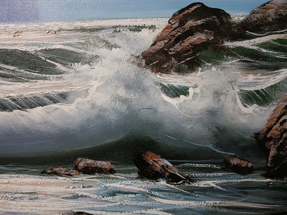 Image 1 of Bruno DI GIULIO - Mareggiata al Tramonto - Pintura del artista