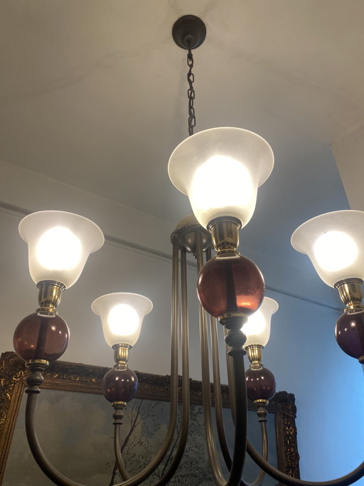 Lámpara de araña de cristal color gris plomo