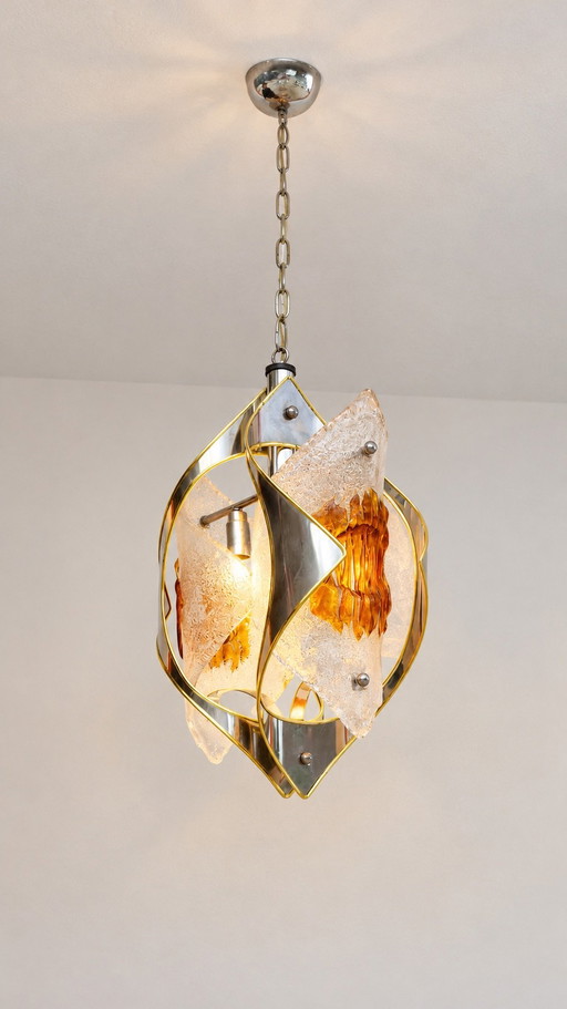 Lampada a sospensione Murano Space-Age anni '70 di Toni Zuccheri