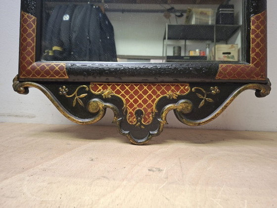 Image 1 of Miroir vintage chinoiserie noir et or