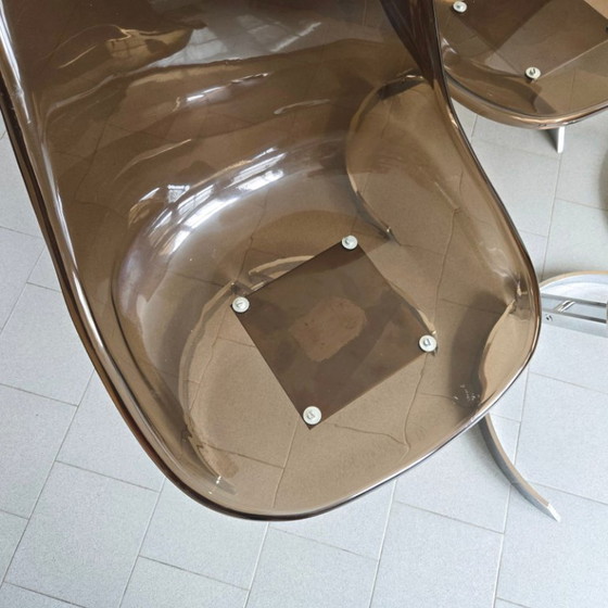 Image 1 of SET DI 4 SEDIE VINTAGE EUROSTEEL DEL 1970, IN PLEXIGLASS E CROMATO, DISEGNATE DA DLG BORIS TABACOFF