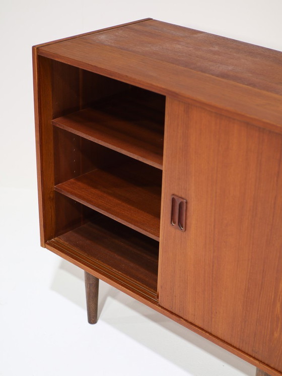 Image 1 of Danish vintage teak wood sliding door cabinet