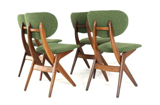 Set 4 AWA Scissor Stühle Esszimmerstühle Vintage neu gepolstert attr. Louis van Teeffelen