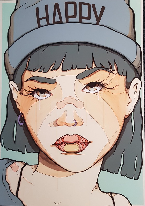 Image 1 of El Bocho - Happy - Giclee - Handsigniert