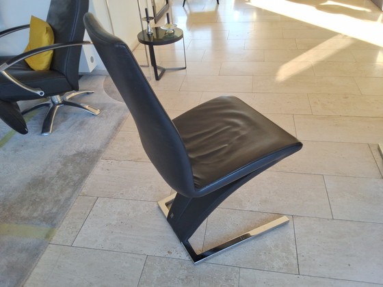 Image 1 of eetkamestoelen Rolf Benz 7800 zwart leer 4x