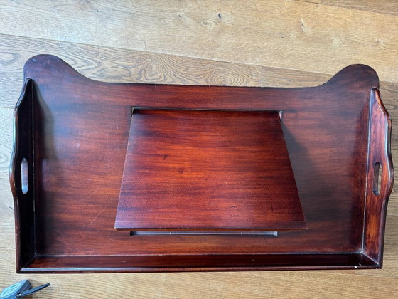 Image 1 of Mahonie dienblad opklapbaar boekensteun serveer-tableau