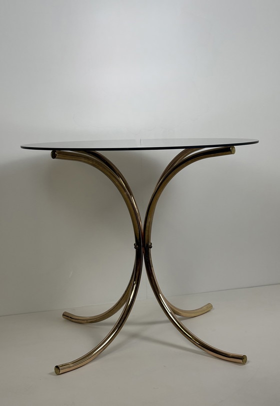 Image 1 of Gastone Rinaldi design vintage dining table round brass/glass