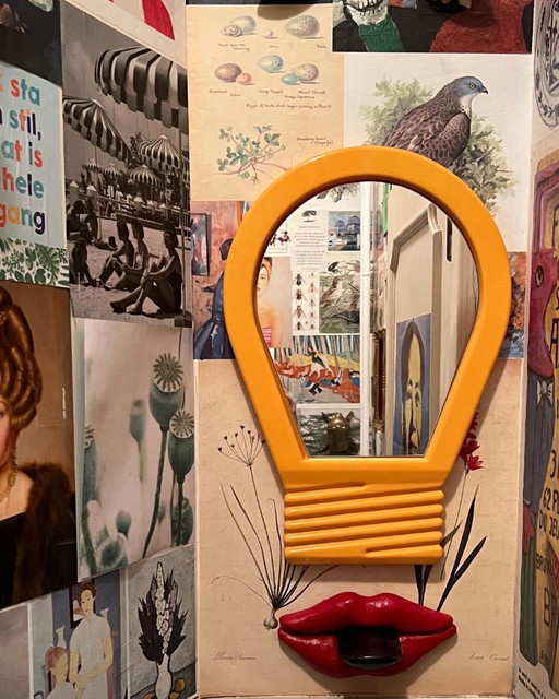 Pop Art mirror in the shape of a light bulb, 1980s