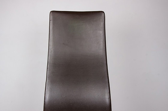 Image 1 of Serie von 4 Bürostühlen mit hoher Rückenlehne aus Leder und Aluminium Modell Oxford von Arne Jacobsen für Fritz Hansen 1980