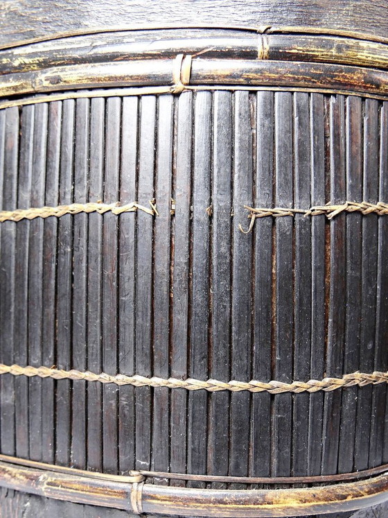 Image 1 of "Tampung" box, bamboo and leaf, Indonesia, Lombok, early 20th century