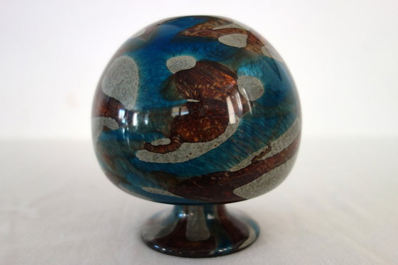 Image 1 of Runde Glasvase, signiert Mdina, Malta, 1970er Jahre