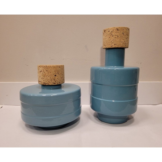 Image 1 of Pair of vintage blue vases by Roche Bobois, France