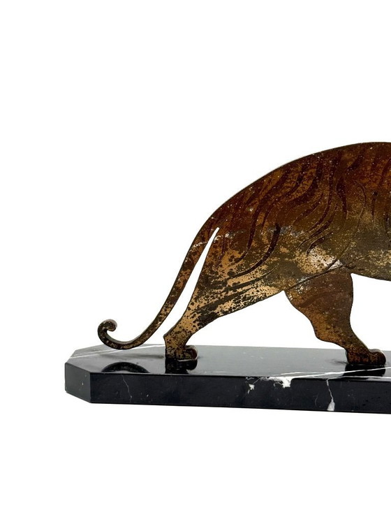 Image 1 of Art-Déco-Tigre-Skulptur aus Bronze, Frankreich, ca. 1930